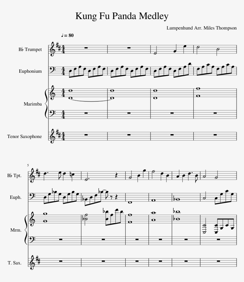 Kung Fu Panda Medley Sheet Music Composed By Lumpenhund - Kung Fu Panda Sheet Music, transparent png