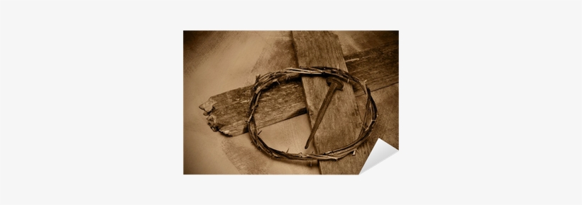 Jesus Christ Cross Nail And Crown Of Thorns Sticker Cruz Coroa De Espinho E Cravos 400x400 Png Download Pngkit