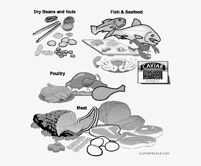 Fish Food Clipartblack Com Animal Free Black - Food Pyramid Meats Group, transparent png