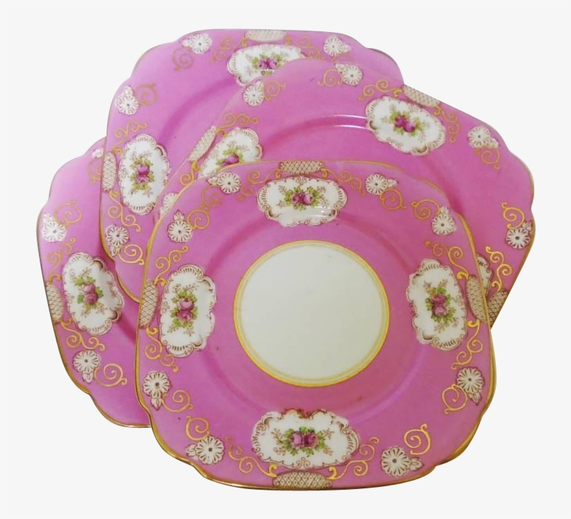 4 Royal Albert Crown China Square Pink Rose Plates - Circle, transparent png