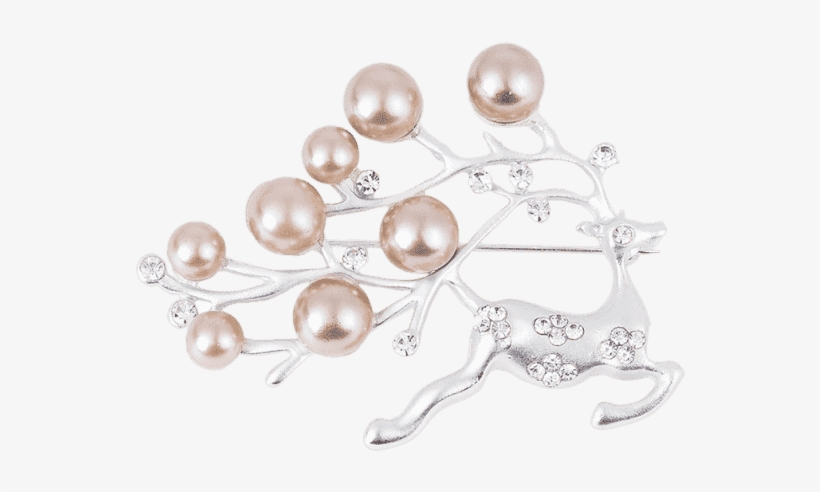 Womens Rhinestone Artificial Pearl Christmas Deer Brooch - Rhinestone Cute Elk Crystal Faux Pearl Wedding Party, transparent png