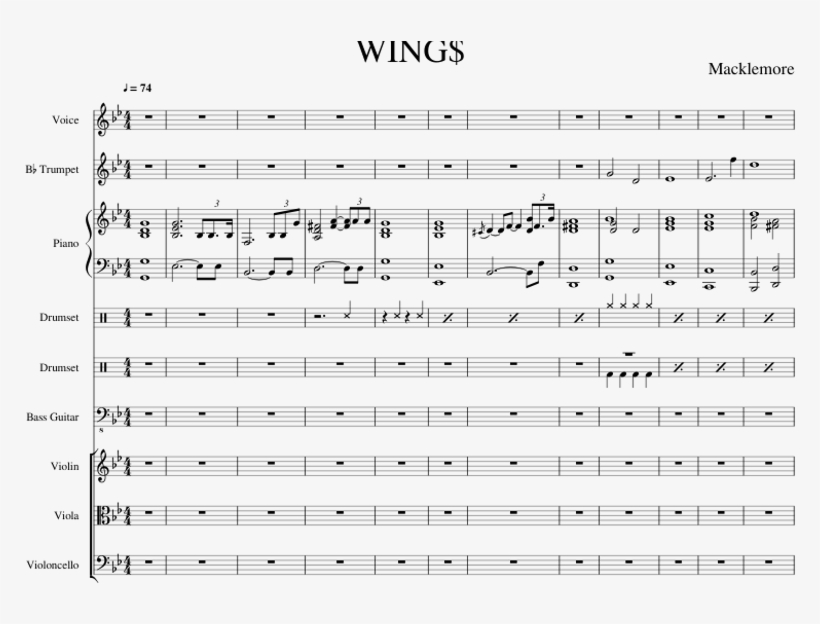 Macklemore & Ryan Lewis Sheet Music For Piano, Violin, - Number, transparent png