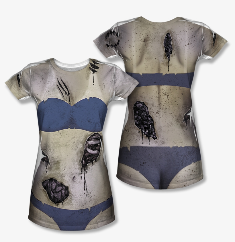 Juniors: Bikini Zombie Costume Tee (front/back Print), transparent png