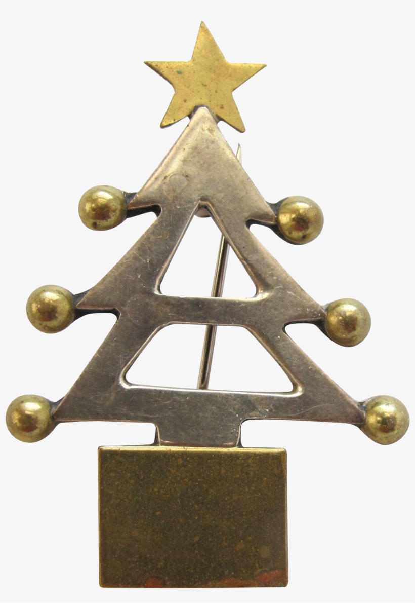 Vintage Mexico Sterling Silver Christmas Tree Pin - Christmas Tree, transparent png