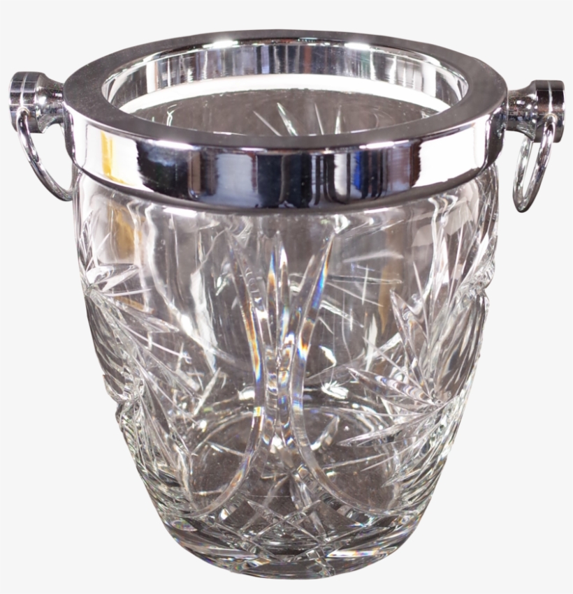 Cut Glass And Chrome Ice Bucket - Glass, transparent png