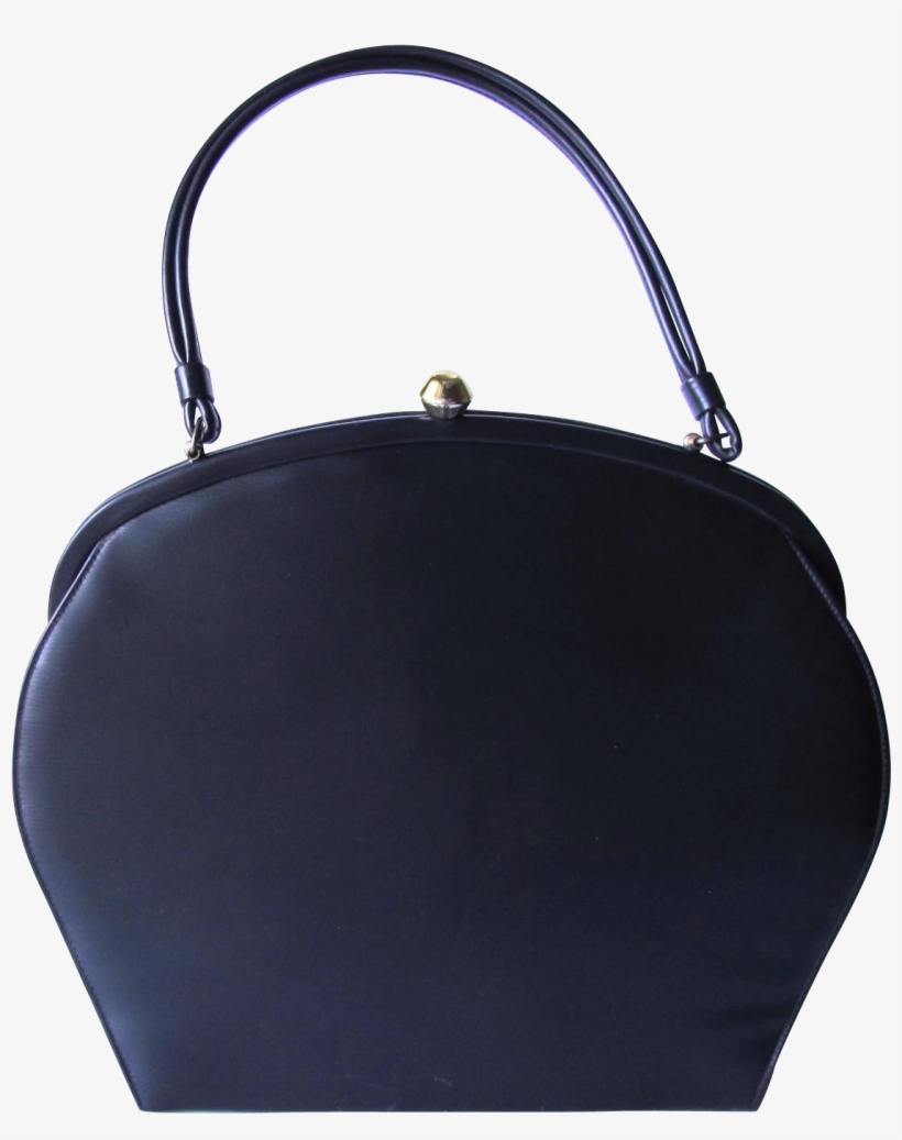 Vintage 1950's Navy Blue Vinyl Handbag With Curved - Handbag, transparent png