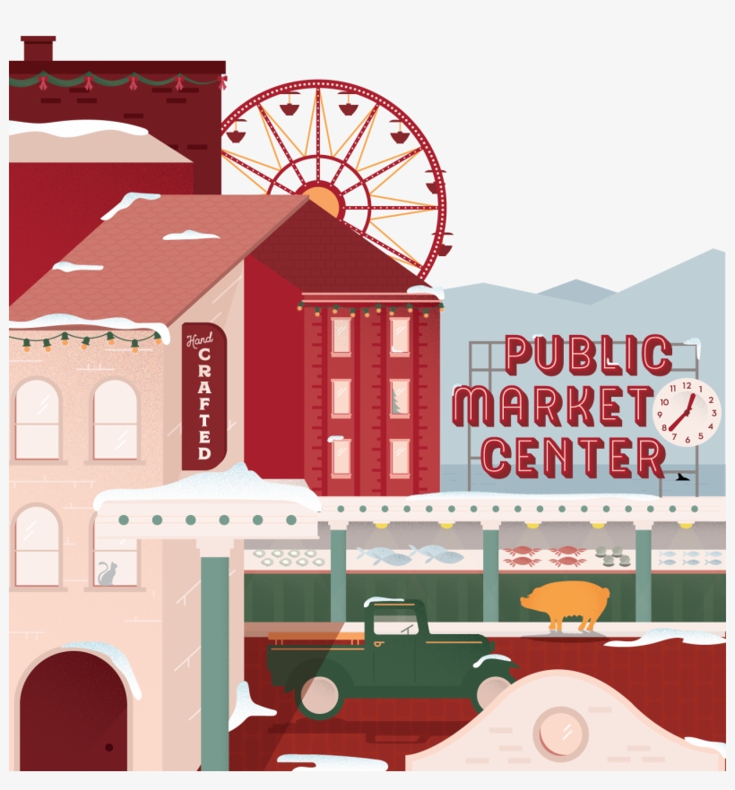Pikes Place Illustration, transparent png