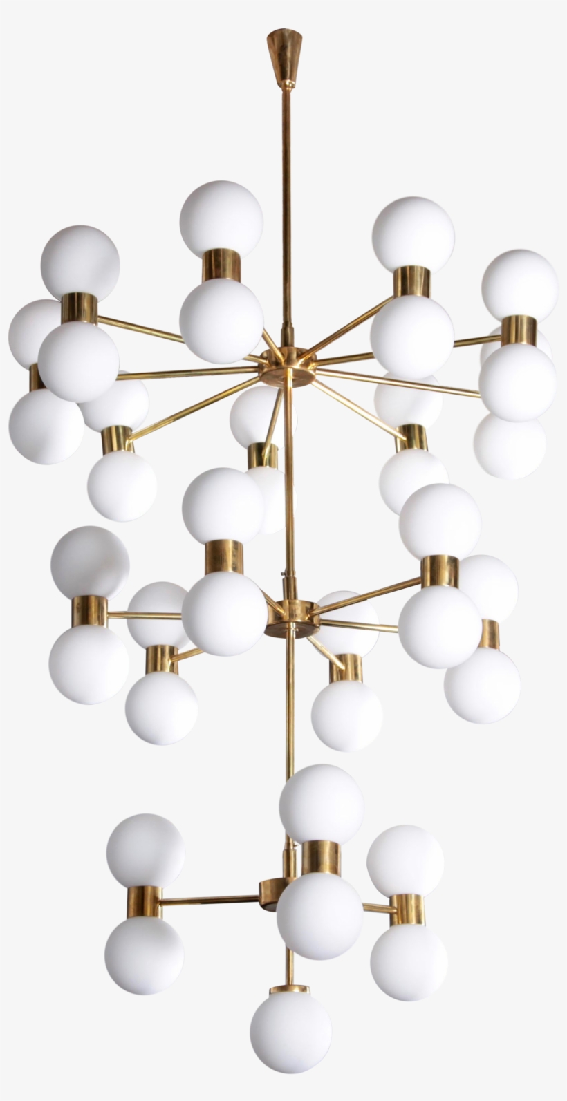 One Of Two Exceptional Huge Brass And Frosted Glass - Chandelier, transparent png