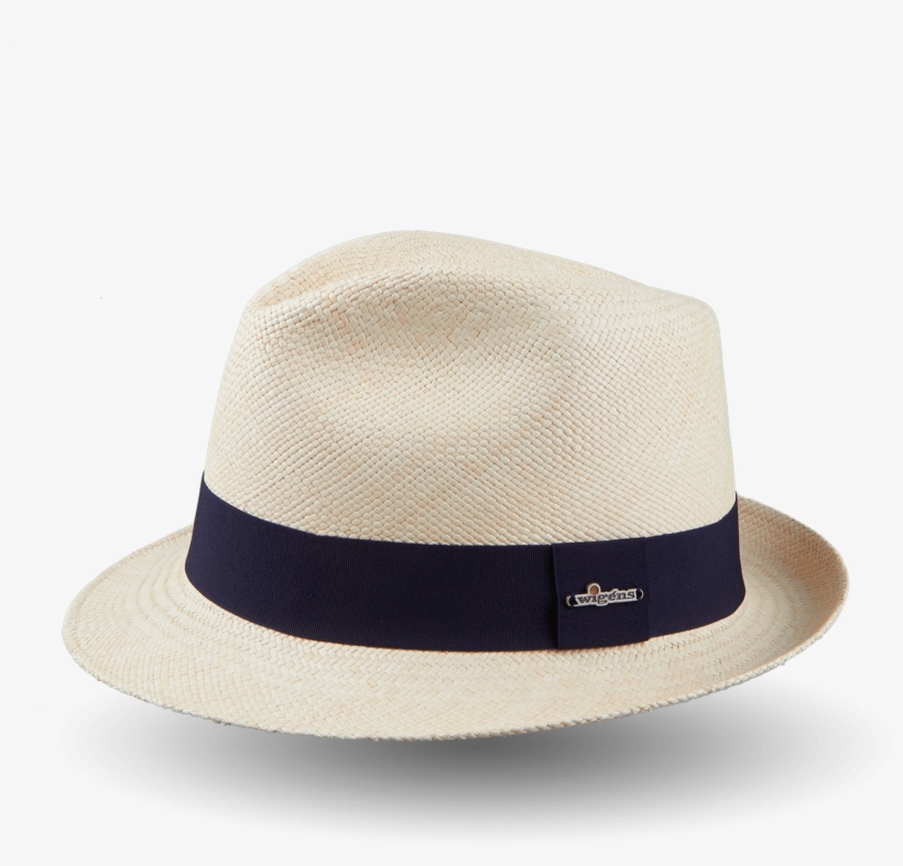 Wigéns Handwoven Trilby Panama Hat Navy Ribbon Small - Hat, transparent png