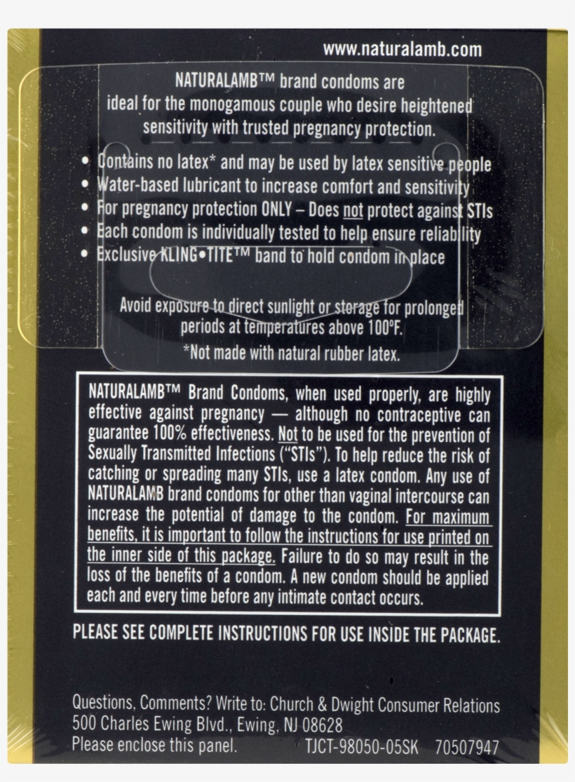 Trojan Naturalamb Condom Lubricated Natural Skin, transparent png