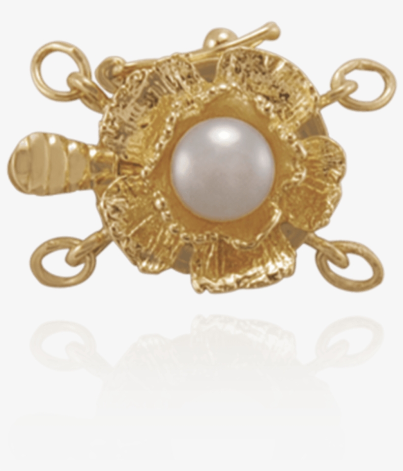 Flower Pearl Clasp With Cultured Pearl And Safety Lock, transparent png