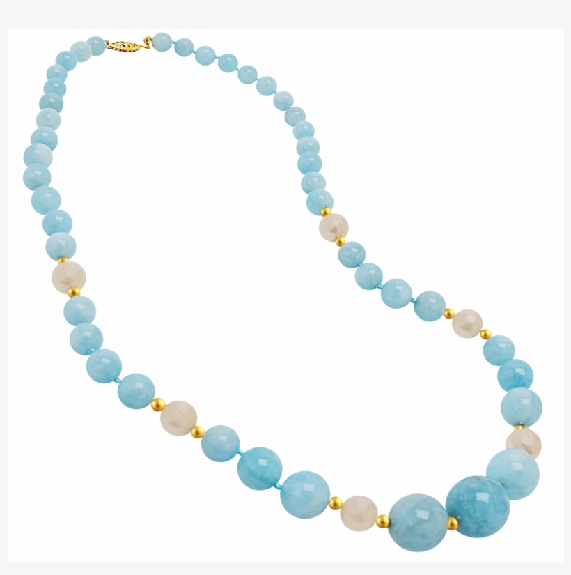 Genuine Graduated Aquamarine Stone And Fresh Water - Necklace, transparent png
