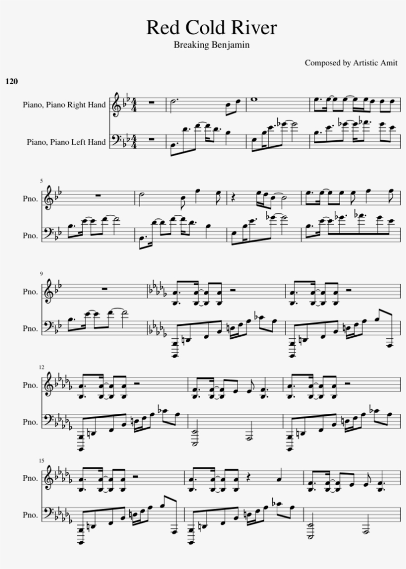 Red Cold River Sheet Music For Piano Download Free - Lindsey Stirling First Light Sheet Music, transparent png