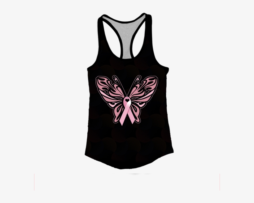 Breast Cancer Awareness Butterfly Performance Racerback - Active Tank, transparent png
