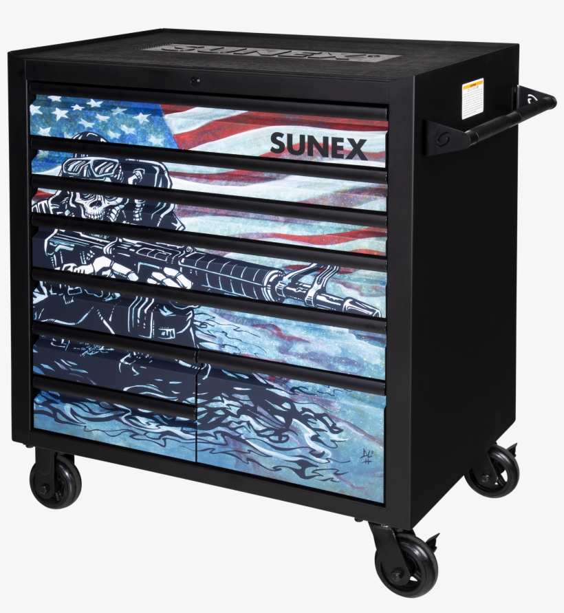 8 Drawer Premium Service Cart Matte Black Usa Skull, transparent png