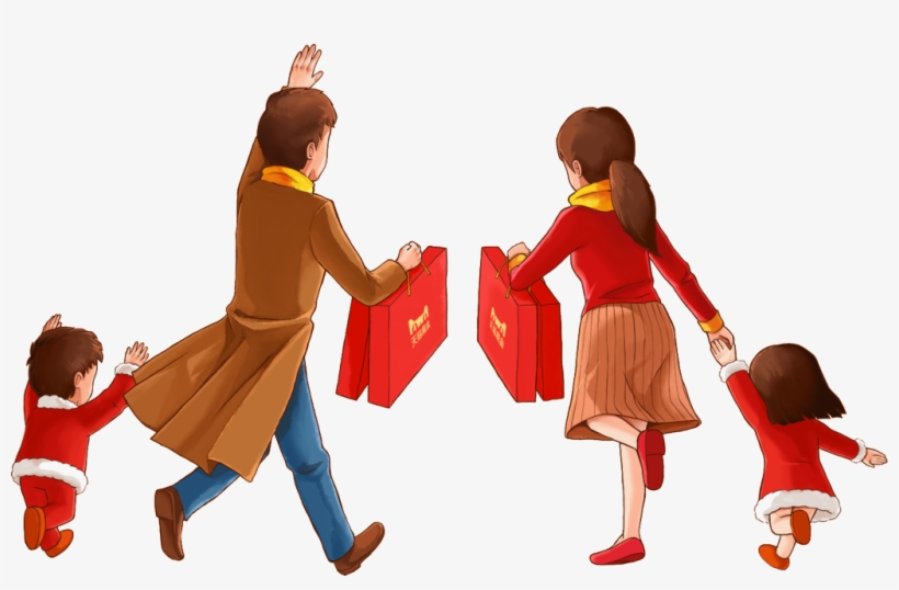 따뜻한 쇼핑을 하는 가족의 투명, transparent png