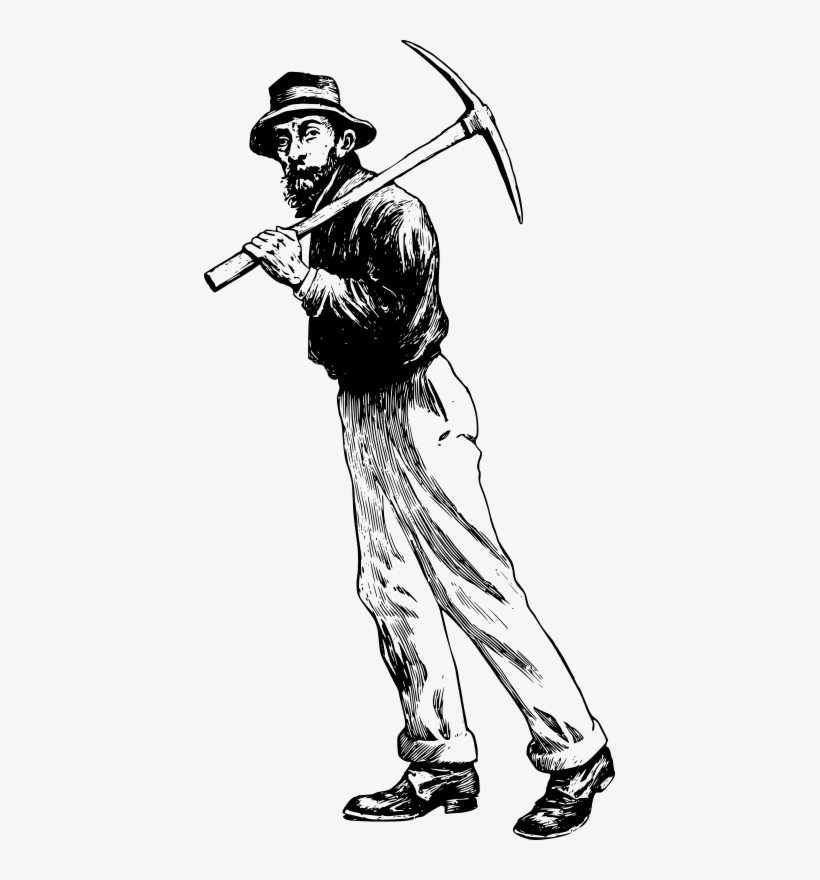 Free Bearded Miner - Gold Miners Black And White, transparent png