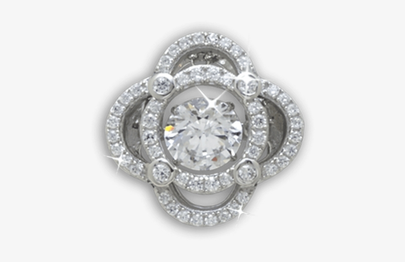 Large Quatrefoil Halo Design Pendant With Swarovski - Silver, transparent png