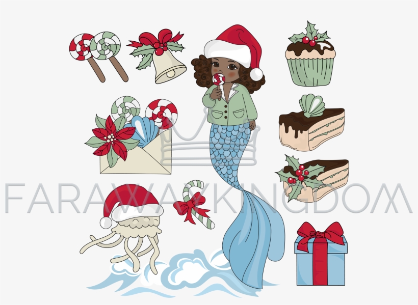 Black Mermaid New Year Vector Illustration - Illustration, transparent png
