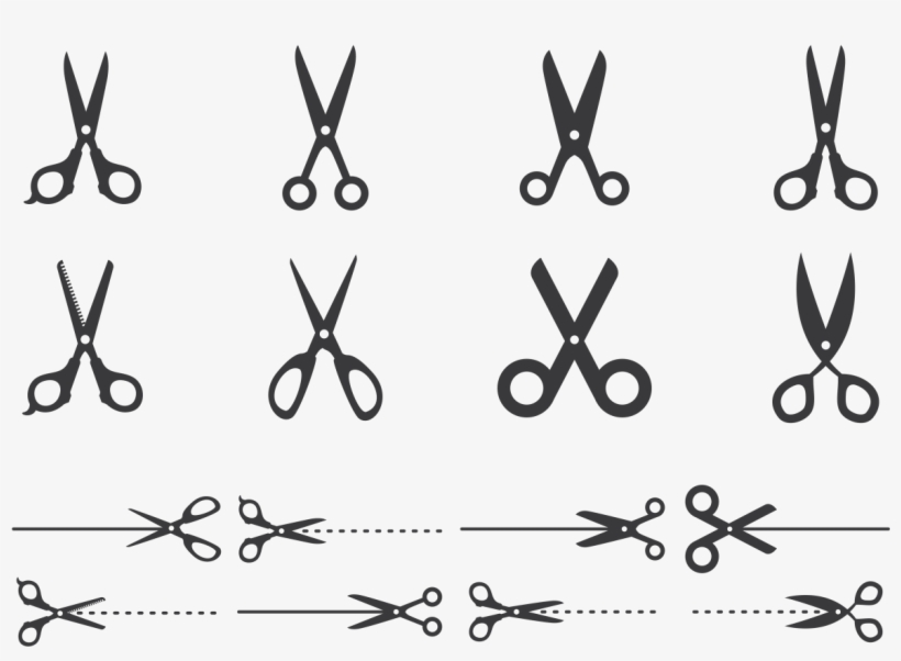 Cut Here Scissors Vector - Clip Art, transparent png
