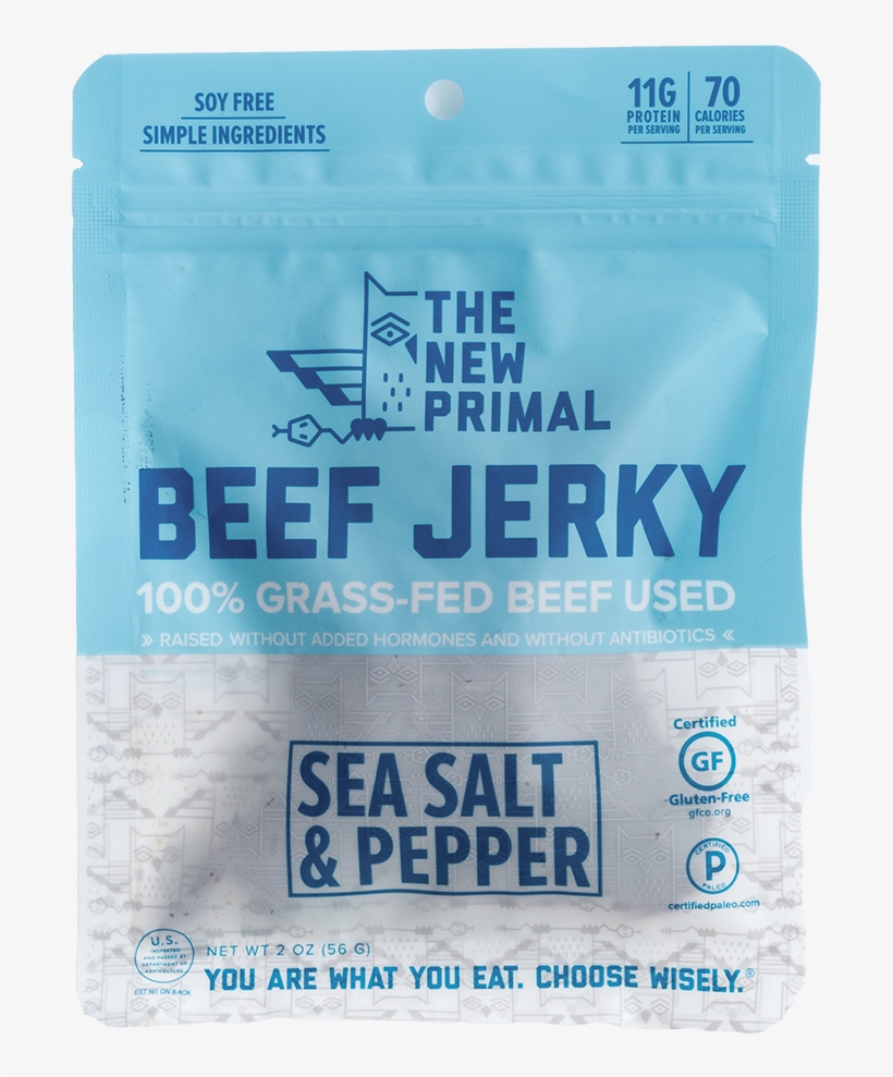 Sea Salt & Pepper<br>100% Grass-feed Beef - New Primal, Grass-fed Beef Sticks, Original, 20 Sticks,, transparent png