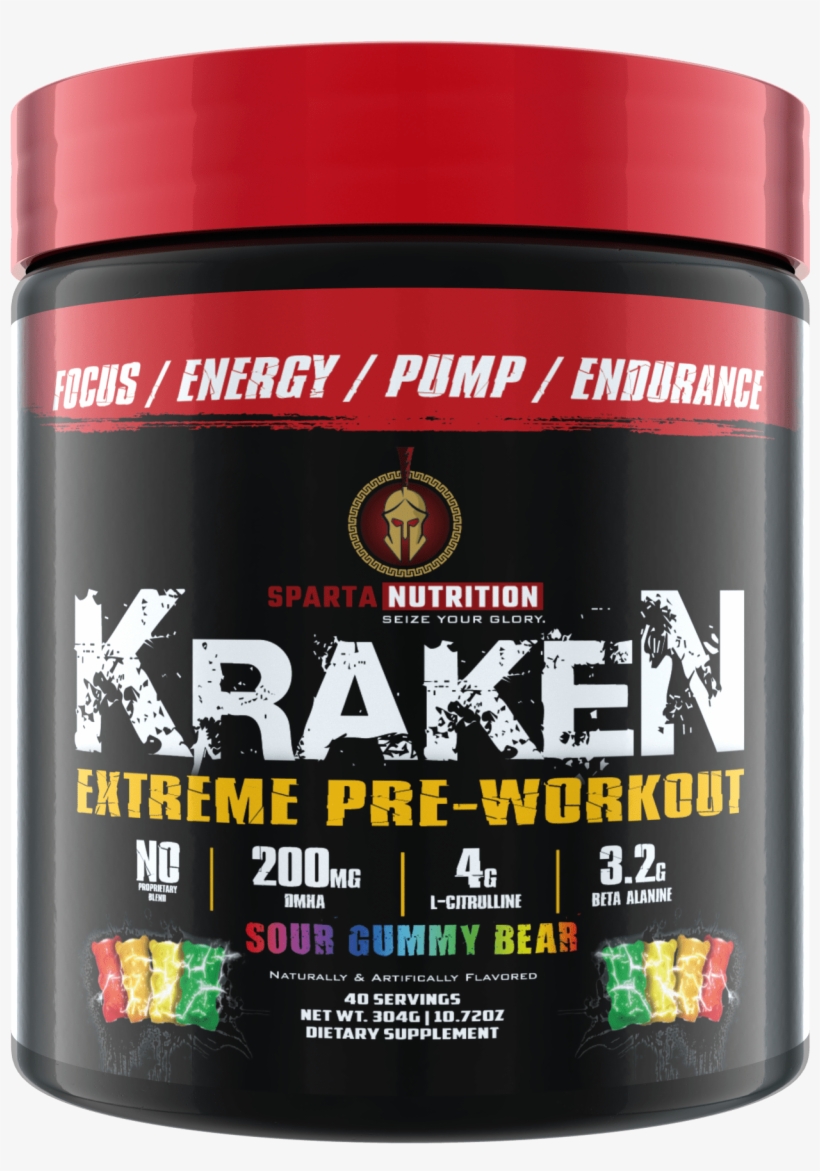 Kraken, Sour Gummy Bear, 300g - Sparta Nutrition Kraken, 40 Servings, transparent png