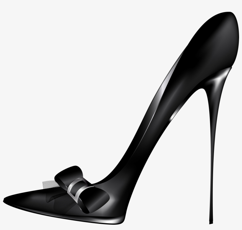 Black High Heels With Bow Png Clip Art - Black High Heel Png, transparent png
