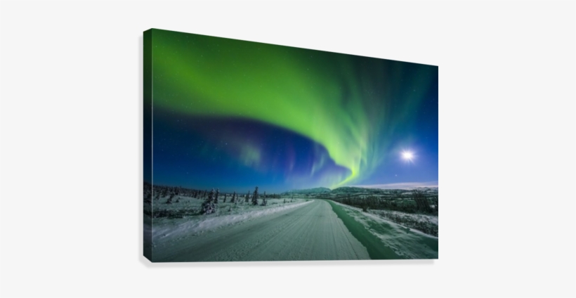 Acrylic Drawing Night Sky - Moon And Aurora Shine In The Night Sky Over A Snow, transparent png