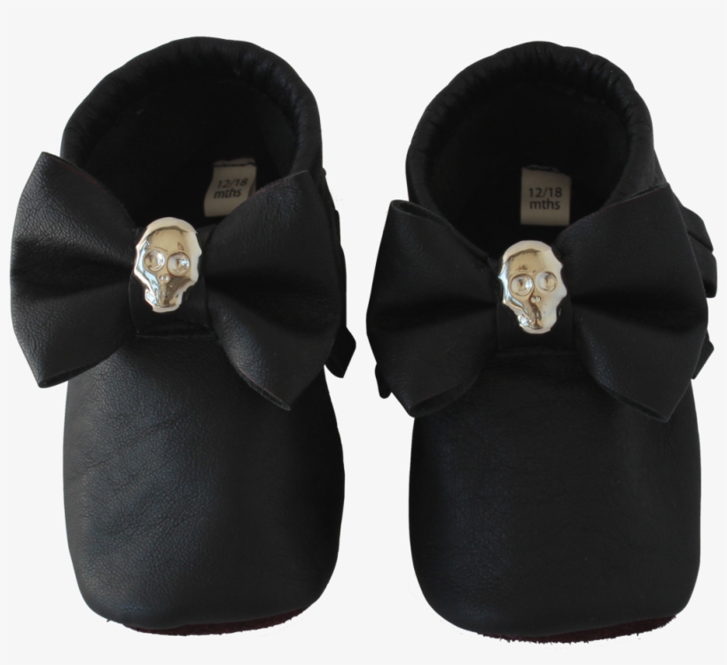 Black Bow Leather Moccasins - Leather, transparent png