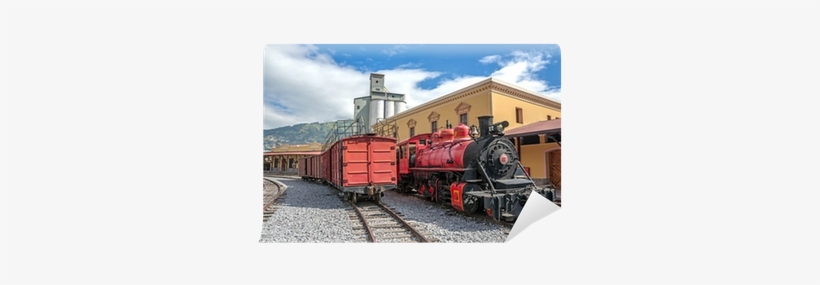 Old Locomotive Train On A Railroad Track Wall Mural - Tren O Via Férrea, transparent png
