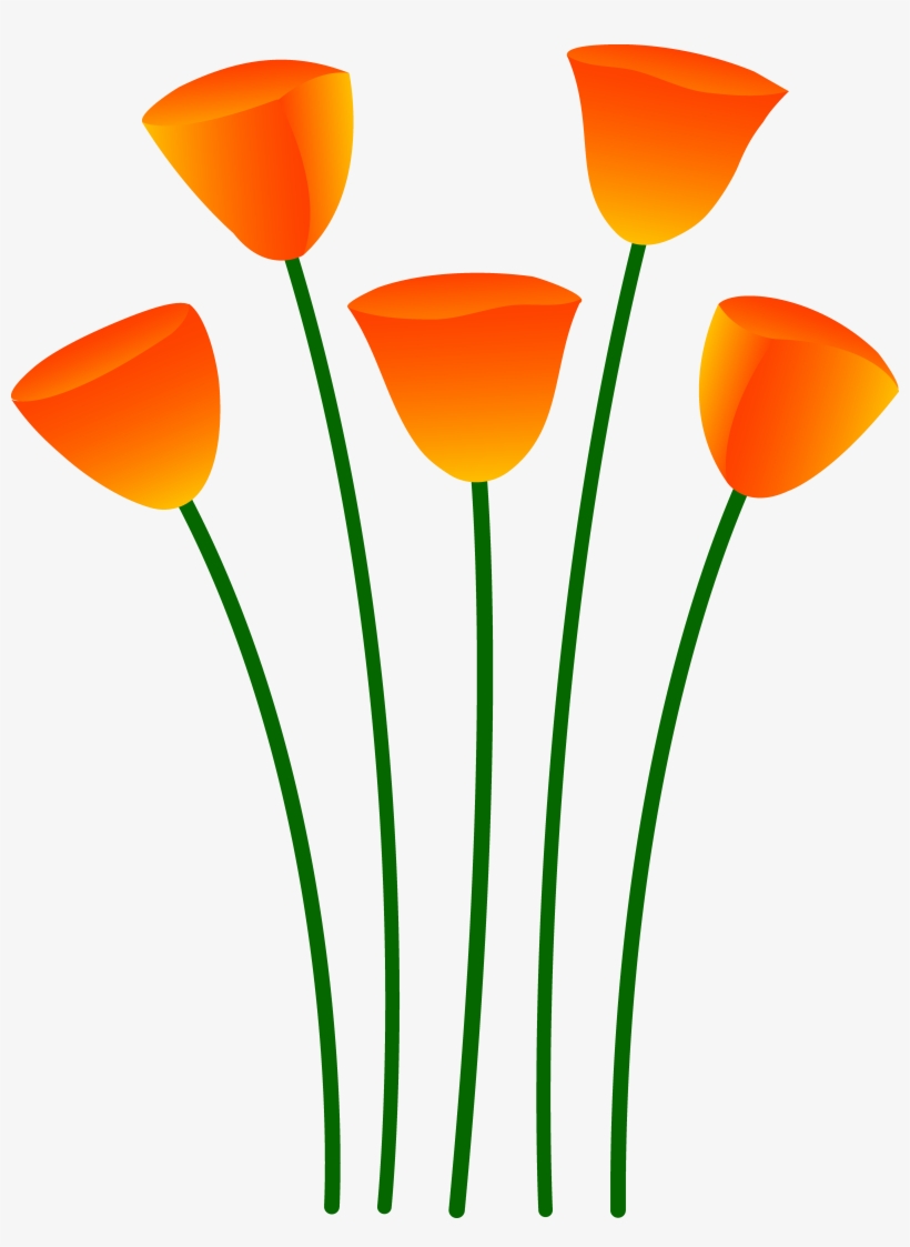 Single Flower In Vase - Clip Art Orange Flowers, transparent png