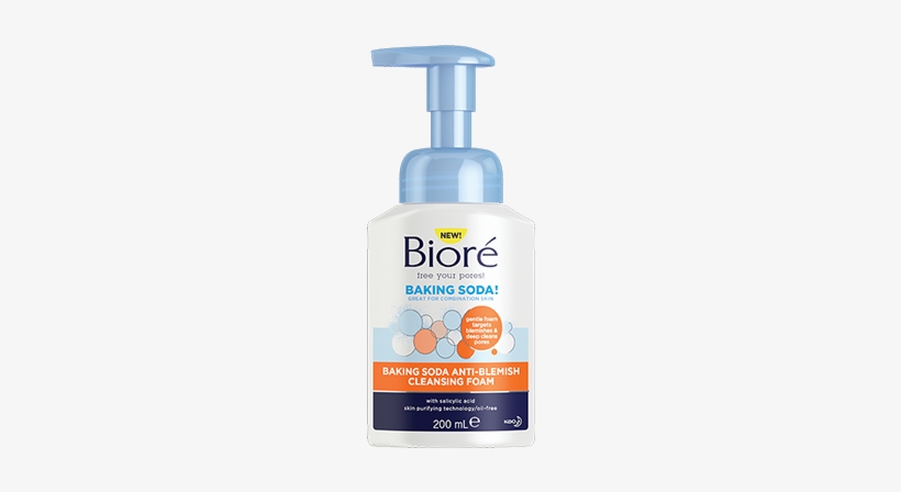 Baking Soda Anti Blemish Cleansing Foam - Biore Baking Soda Acne Scrub, transparent png