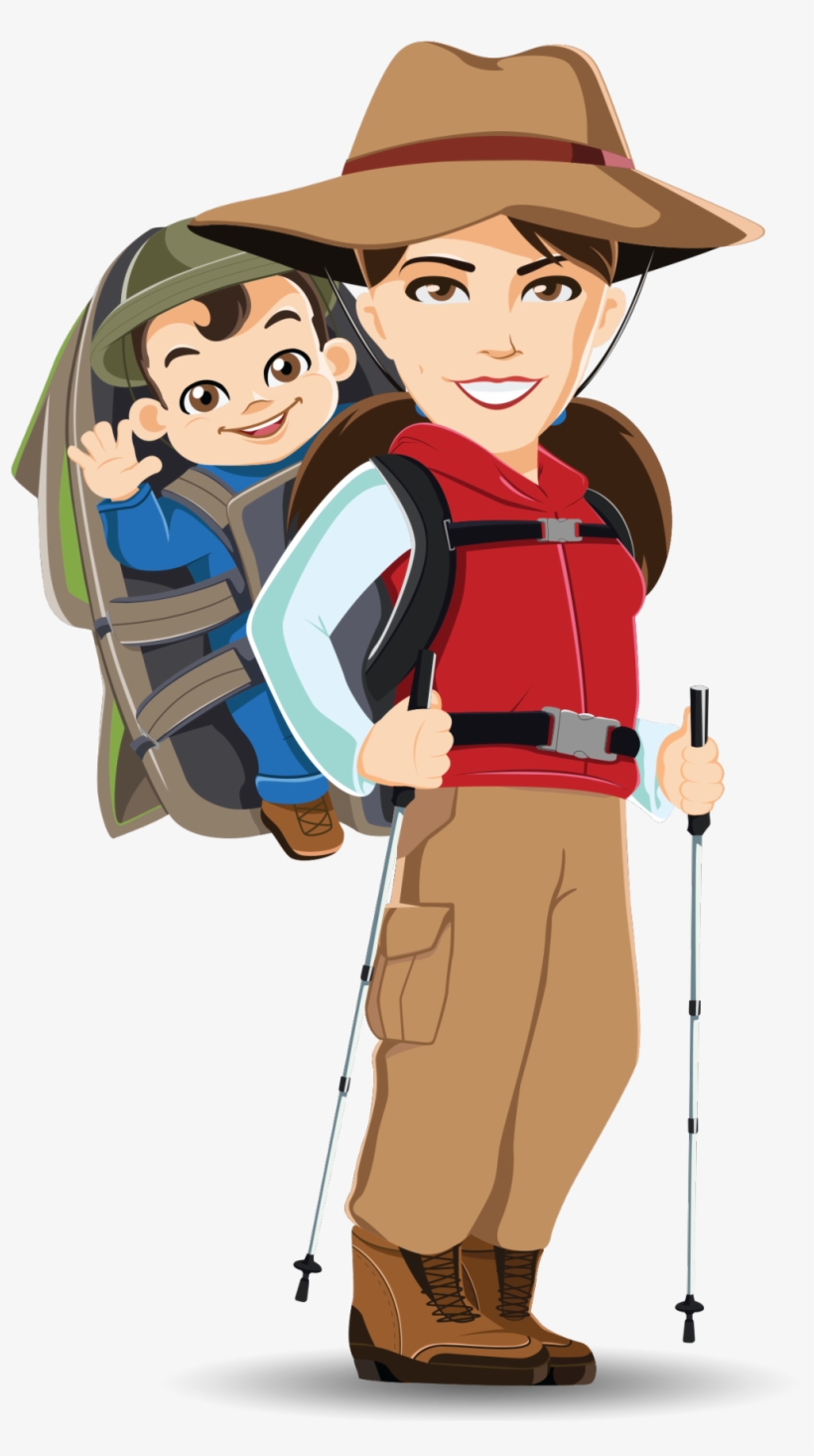 Hiking With Baby Cartoon, transparent png