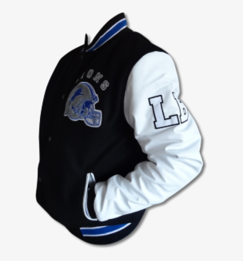 Black And White Letterman Detroit Lions Jacket For - Detroit Lion Baseball Jacket, transparent png