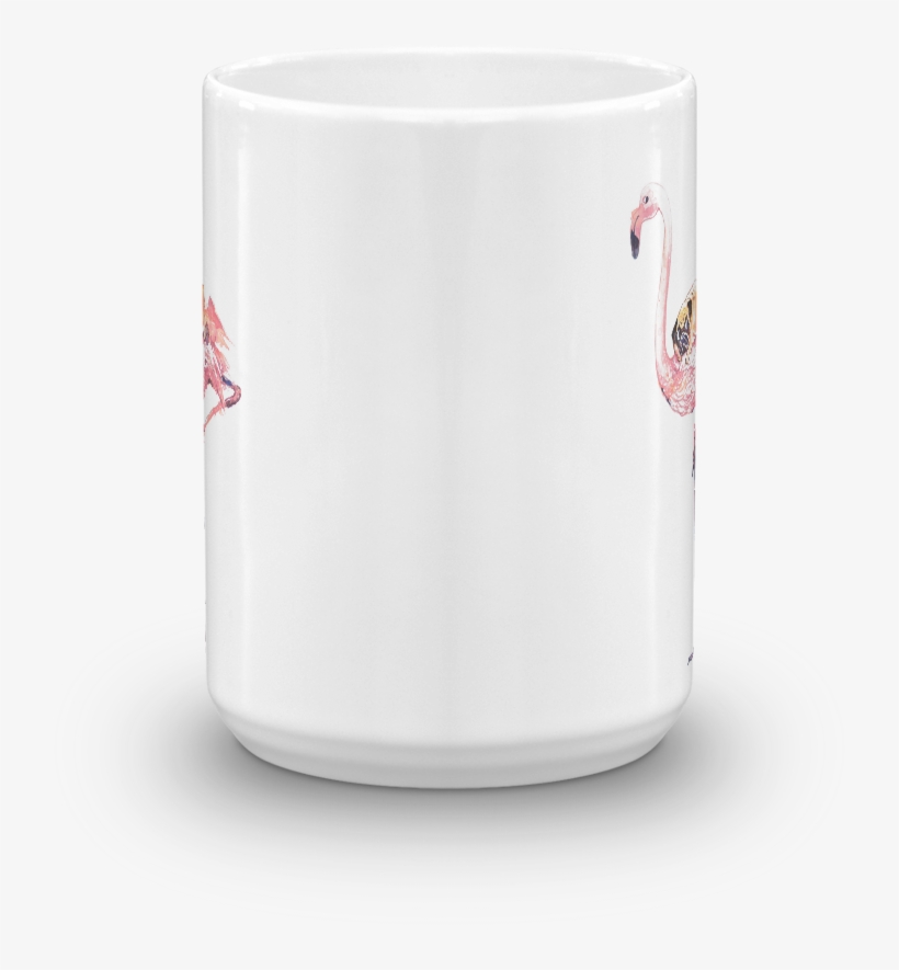 Flamingo And Pug Watercolor Mug - Mug, transparent png