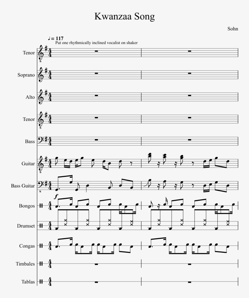 Kwanzaa Song Sheet Music Composed By Sohn 1 Of 28 Pages - Sheet Music, transparent png