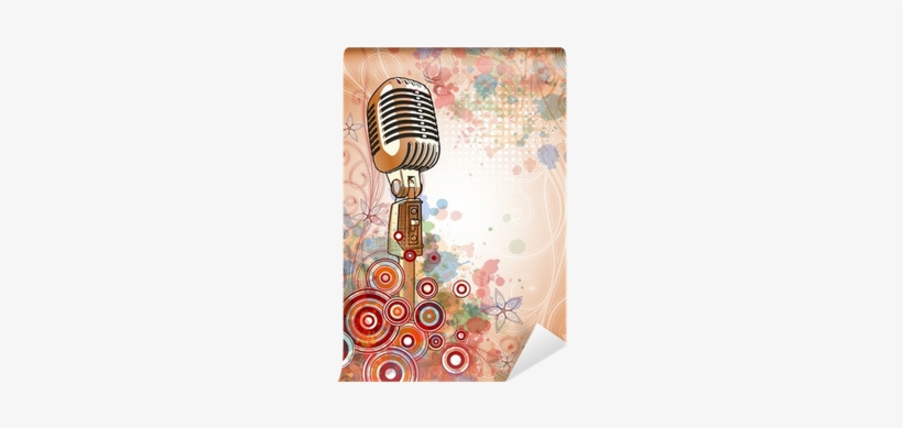 Retro Microphone & Floral Calligraphy Ornament - Karaoke Sing Along-kishore Kumar, transparent png