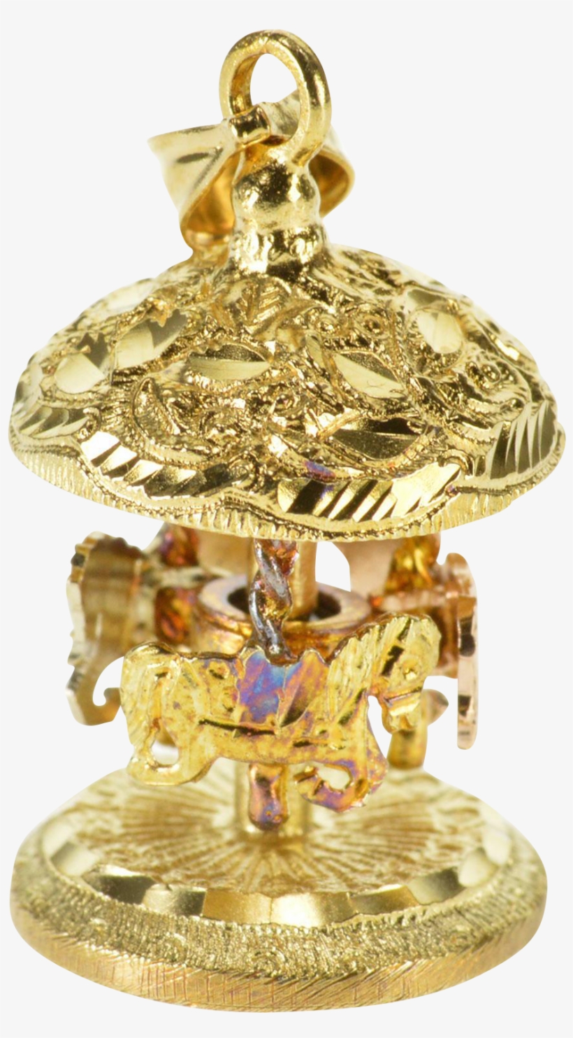 14k Ornate Articulated Carousel Carnival Ride Charm/pendant - Saraswati Golden Statue, transparent png