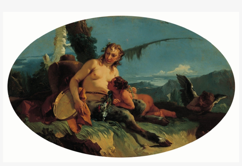 Female Satyr With Tambourine Child Putto - Female Satyr, transparent png