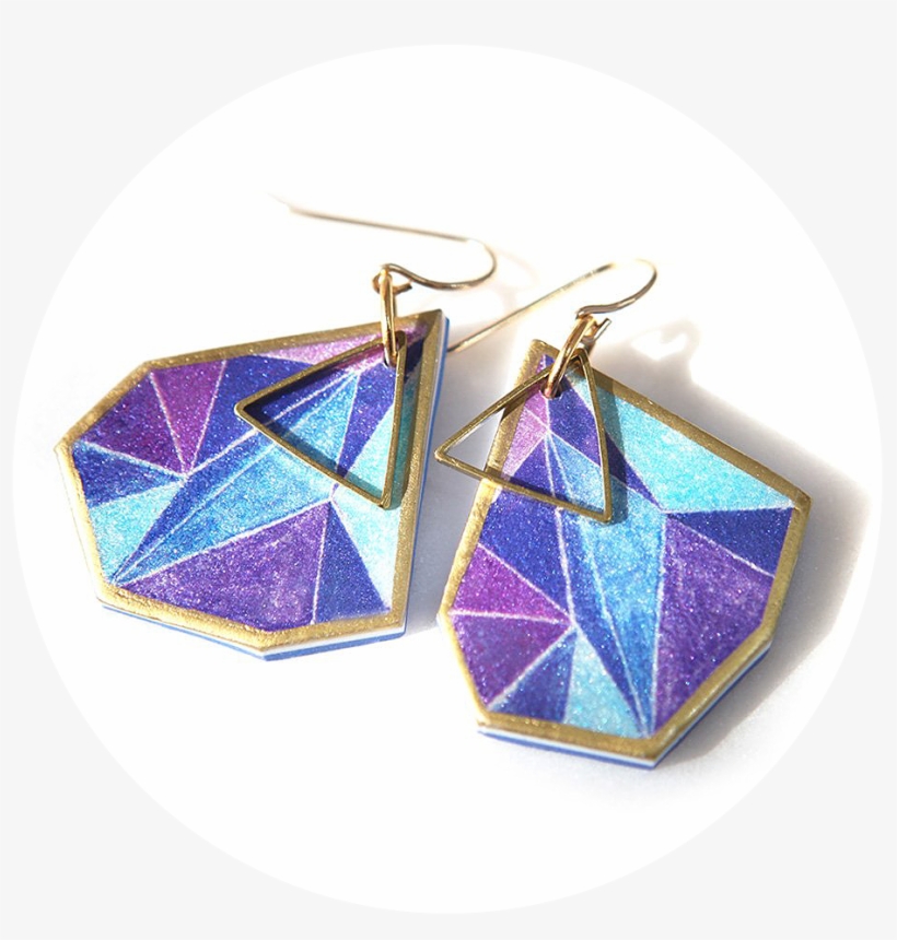 Purple Gold Triangle Art Earrings Handmade In Melbourne - Melbourne, transparent png