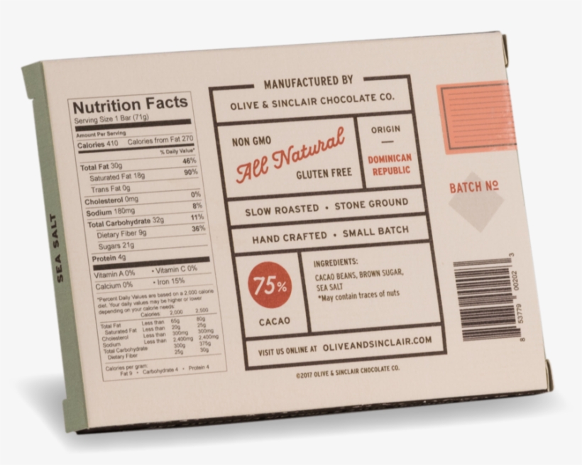 Sea Salt Chocolate Bar Olive & Sinclair Chocolate Co - Rawkin Raw Vegan White Chocolate - 3 Oz Tray, transparent png