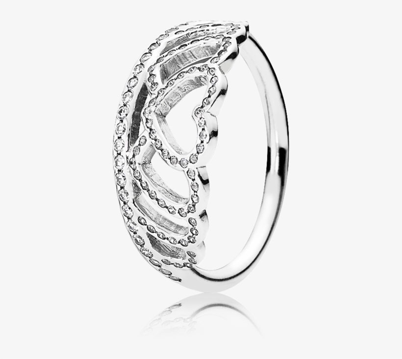 Hearts Tiara, Clear Cz - Heart Tiara Pandora Ring, transparent png