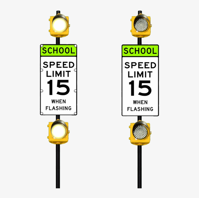 Double Flashing School Zone Sign - Speed Limit Sign, transparent png