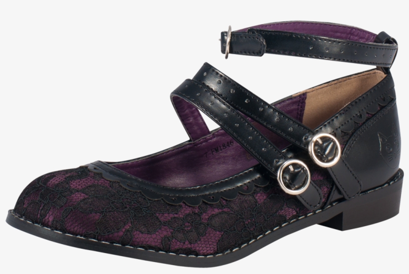 La Bella Doll Black And Purple Lace Mary Jane - Ballet Flat, transparent png