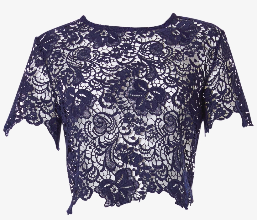 Piq Top Anina Midnightblue Guipurelace - Blouse, transparent png