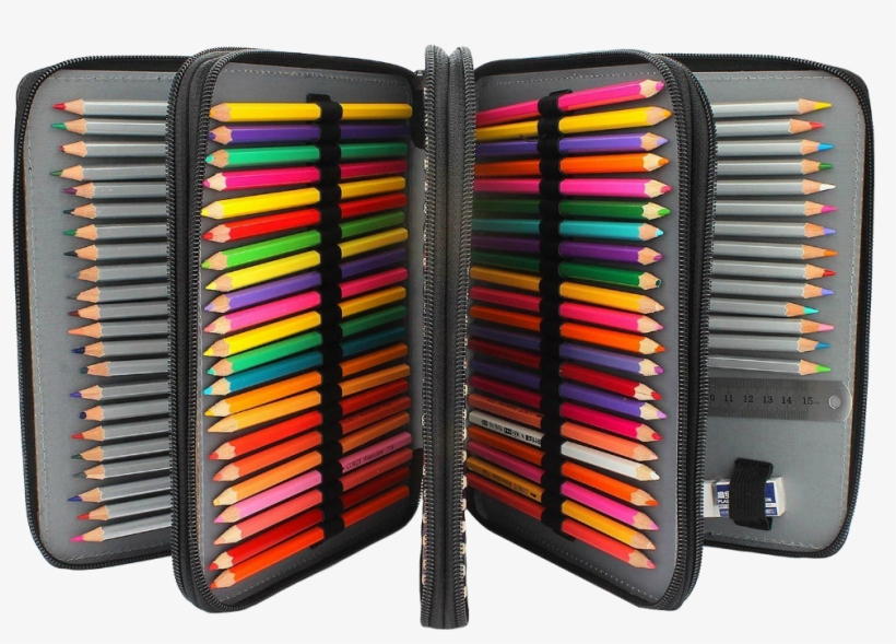 Soucolor Pencil Case - Soucolor 168 Slots Pencil Case Pu Leather Handy Pencil, transparent png