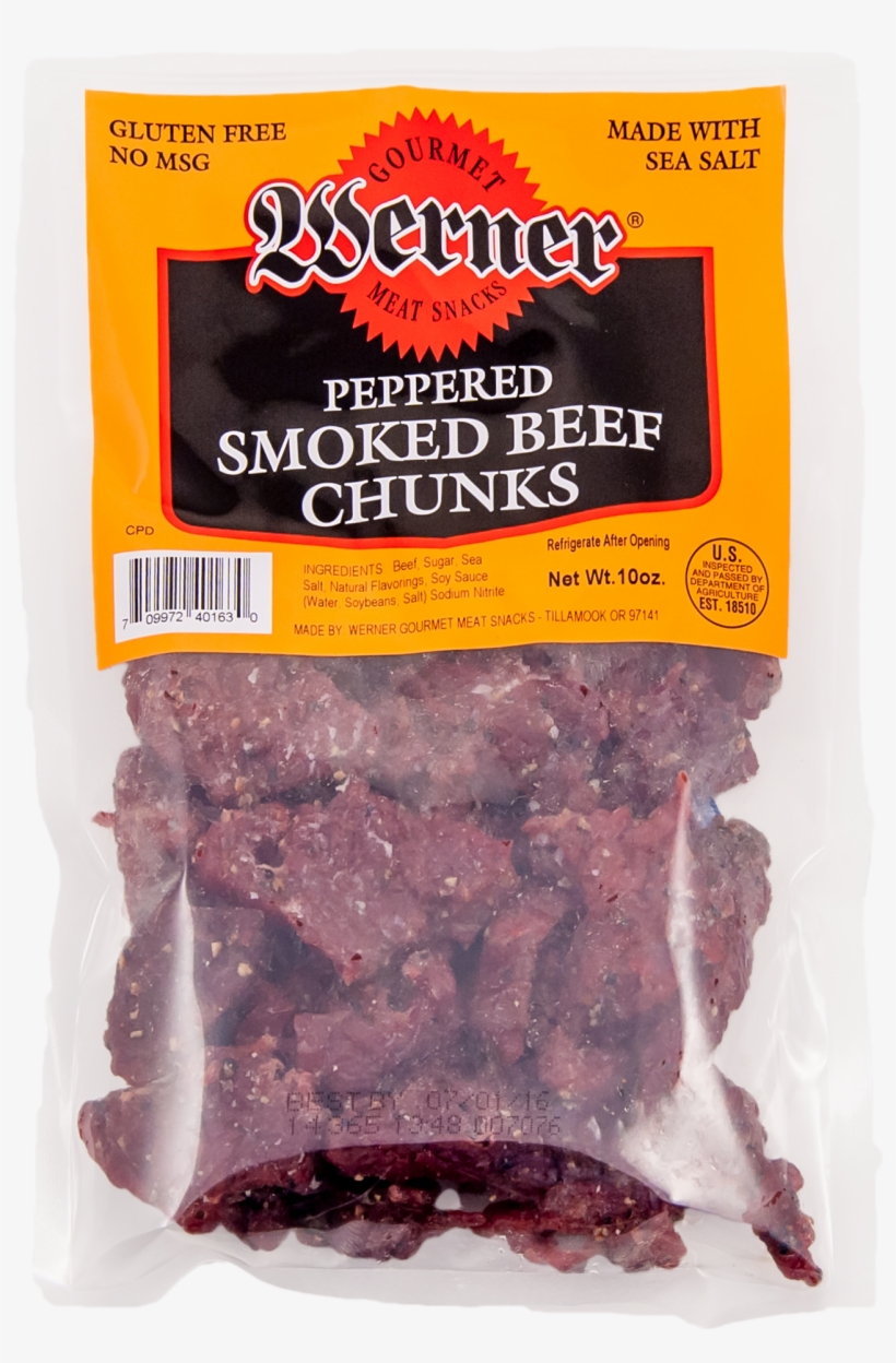 Peppered Smoked Beef Chunks - Werner Beef Jerky, Peppered - 3 Oz, transparent png