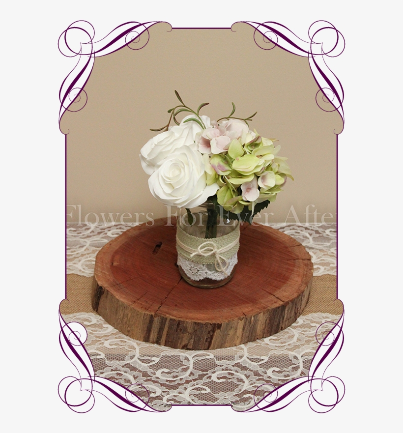 White Rose Green Hydrangea Rustic Style Silk Artificial - Peonies Baby's Breath Mason Jar, transparent png