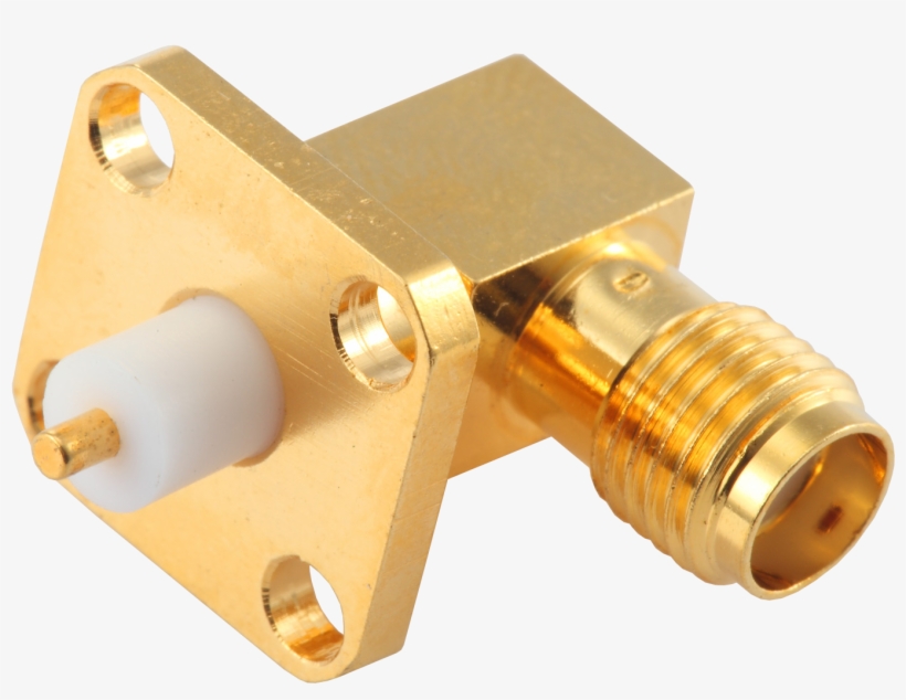 Sma Female Right Angle Four-hole Flange Connector Round - Sma Right Angle Flange, transparent png