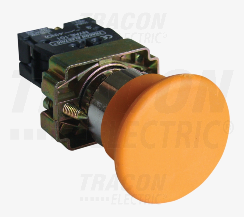 Pushbutton With Mushroom Head, Yellow, 1×no, 3a/400v - Push-button, transparent png